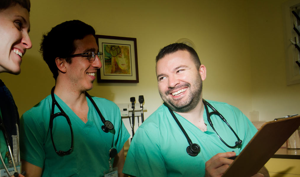 Christopher Morales with colleagues at the Joan Viteri Memorial Clinic in Sacramento, California